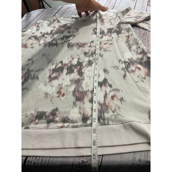 Pure Jill Sweatshirt Womens Mp Floral Watercolor Crew Neck Terry Cloth Stretch - Picture 7 of 9